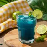 Blue spirulina coconut water recipe with lime and mint