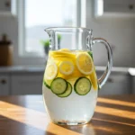 Alkaline detox water recipe with lemon and cucumber