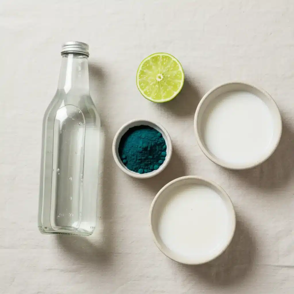 Ingredients for blue spirulina coconut water recipe