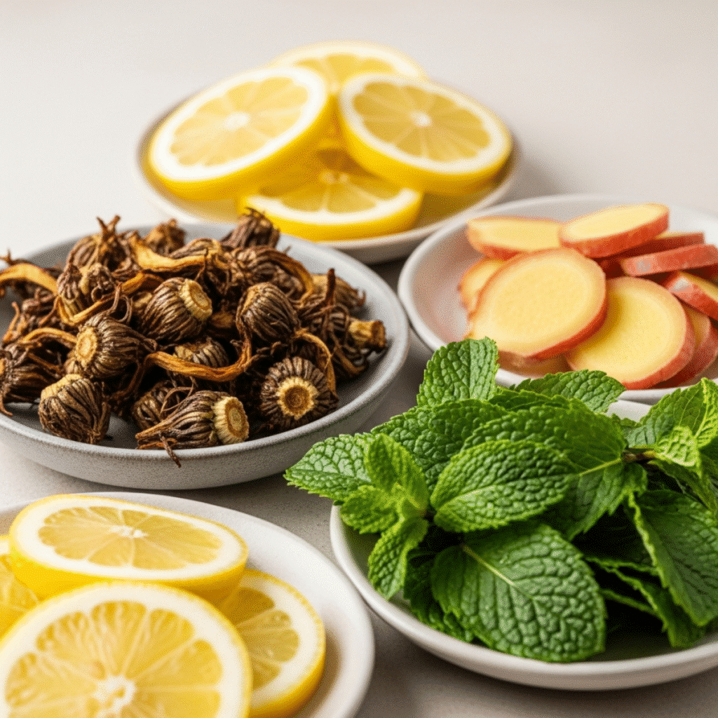 Ingredients for dandelion root tea recipe for weight loss