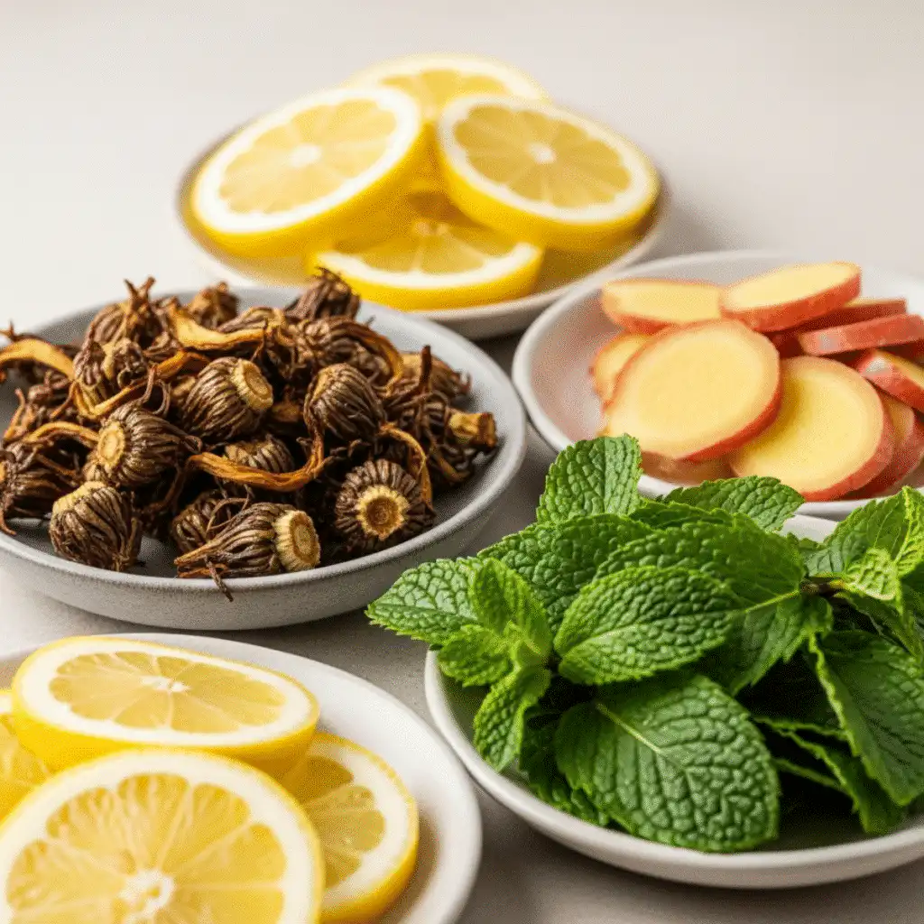 Ingredients for dandelion root tea recipe for weight loss