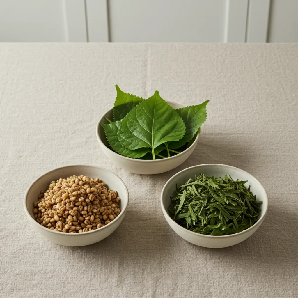 Guruko Furidamo tea ingredients in bowls