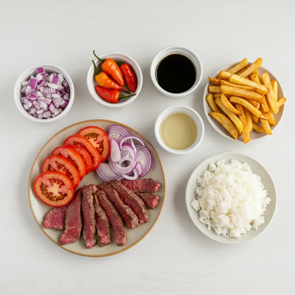 Ingredients for Peru Lomo Saltado recipe