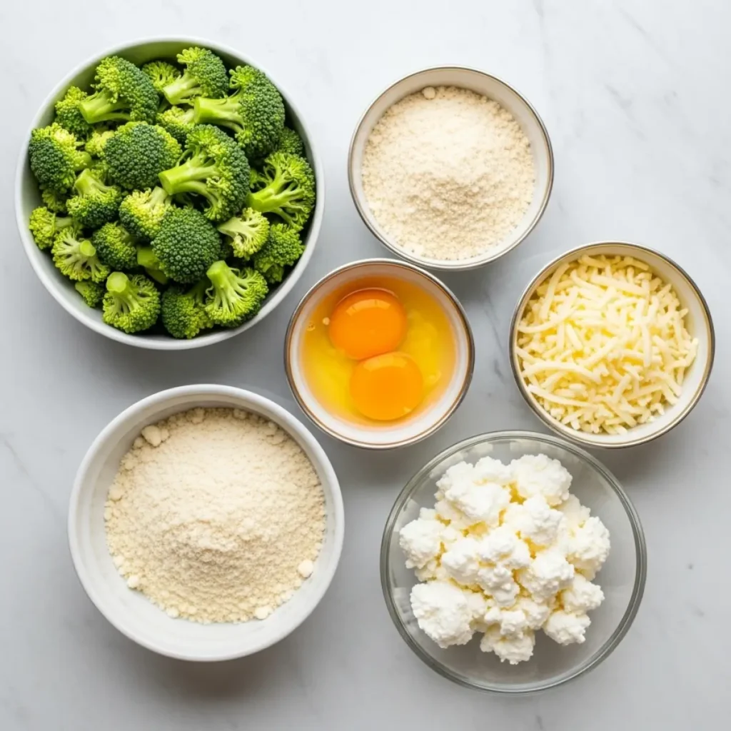 Ingredients for protein broccoli bread recipe