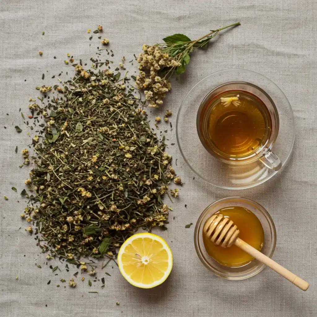 Agrimony tea recipe ingredients on table