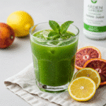Glass of arden garden detox juice ready to drink