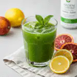Glass of arden garden detox juice ready to drink