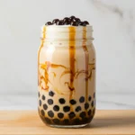 Bubble tea pearl recipe with creamy milk tea and chewy boba pearls