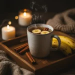 Deep sleep banana tea recipe in a cozy bedtime setting