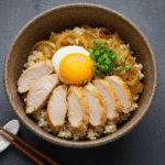 healthy oyakodon recipe with chicken and egg over brown rice
