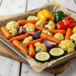 healthy roasted veggies recipe on tray