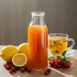 Jillian Michaels weight loss drink on wooden table with ingredients