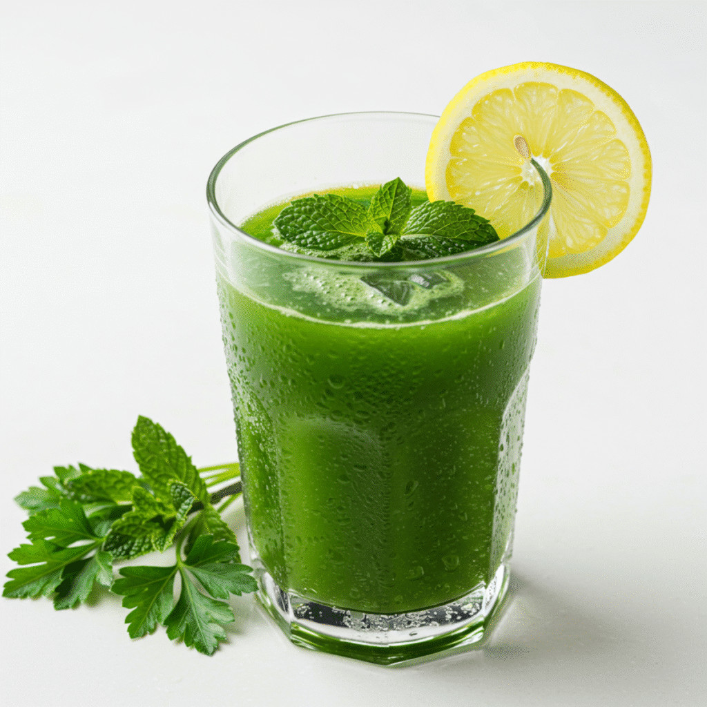 serving kidney detox juice with lemon
