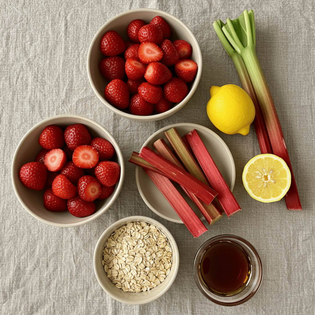 healthy strawberry rhubarb recipe ingredients