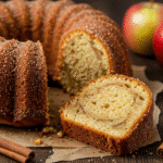 Apple Cider Cake bundt slice coated with cinnamon sugar
