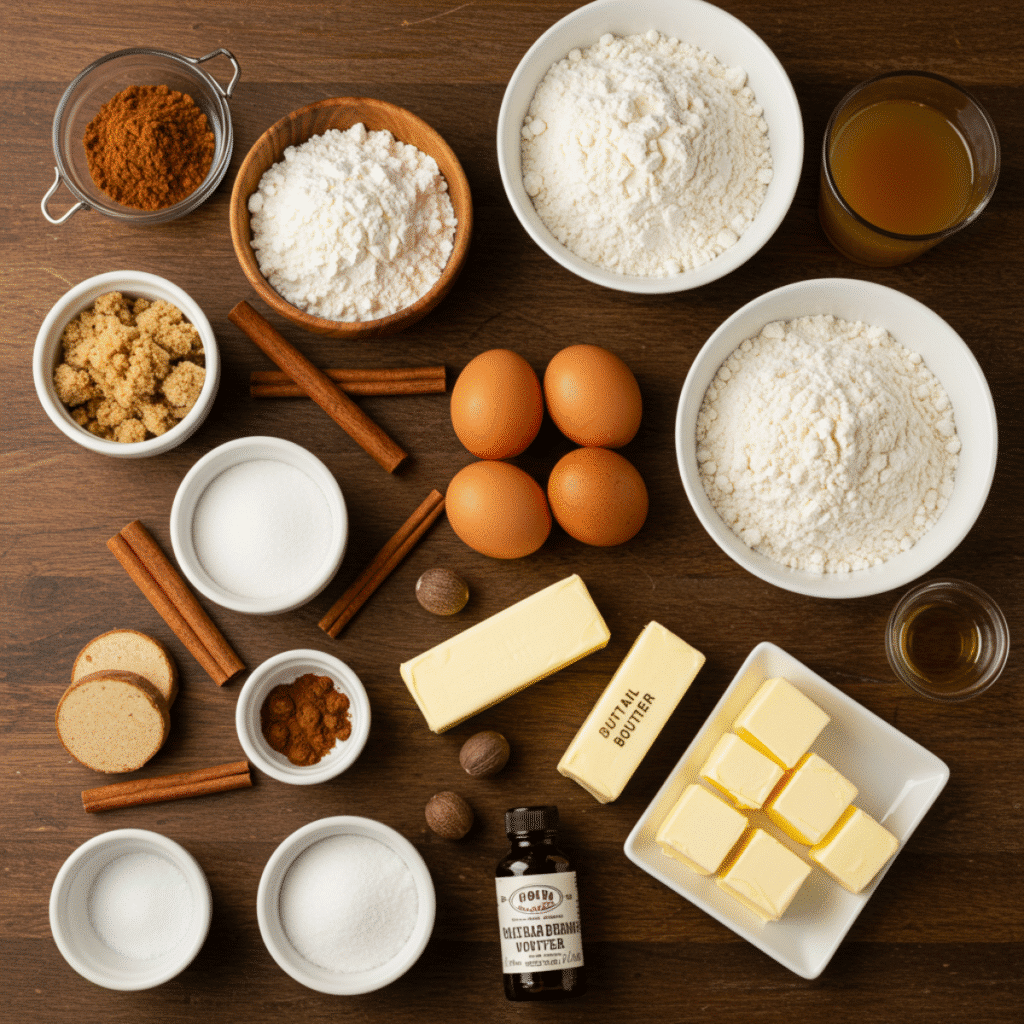 Apple Cider Cake ingredients on kitchen counter
