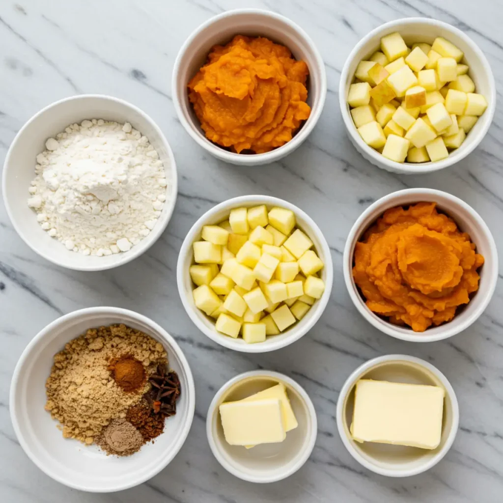 Ingredients for Apple Pumpkin Streusel Muffins