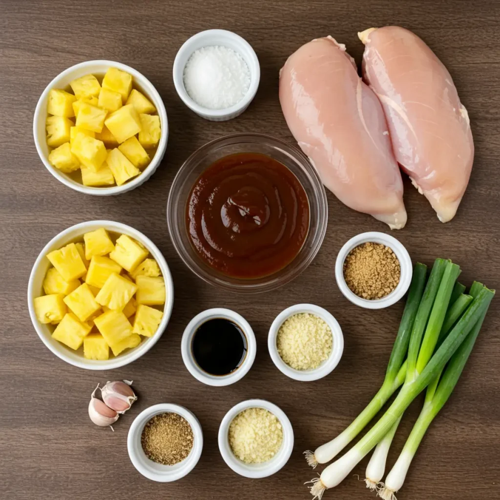 Ingredients for Crockpot Pineapple BBQ Chicken