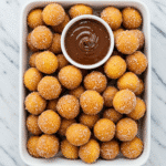 healthy air fryer churro bites with chocolate dip