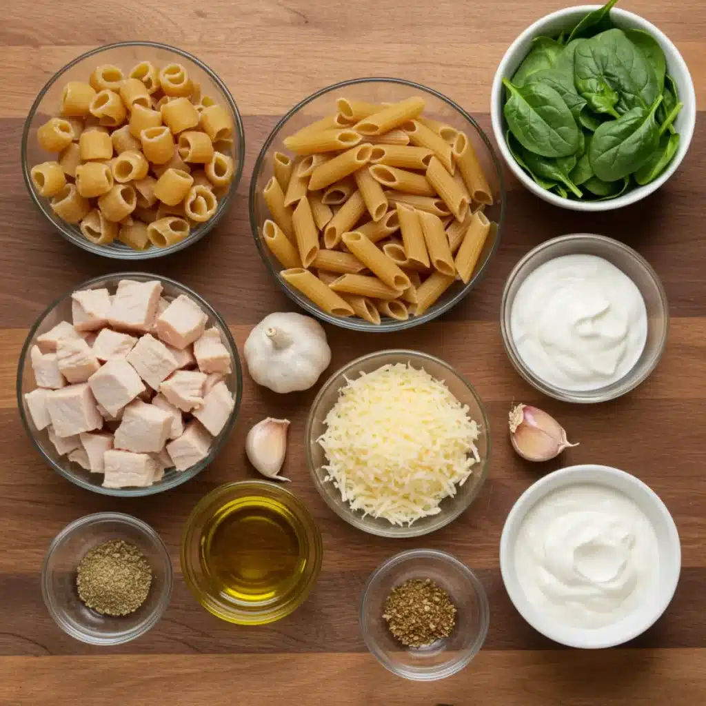 Ingredients for Healthy Garlic Parmesan Chicken Pasta Recipe