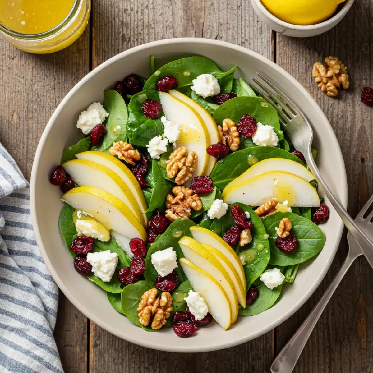 Pear walnut salad with cranberries and goat cheese (Amazing 20-Minute Recipe)