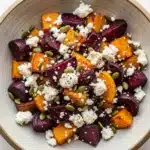 Roasted Beetroot & Pumpkin Salad in a bowl
