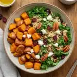 roasted sweet potato kale salad with quinoa and goat cheese