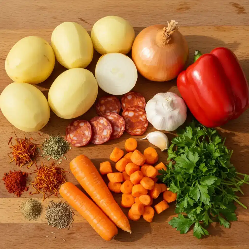 Ingredients for Spanish Potato Soup with Chorizo