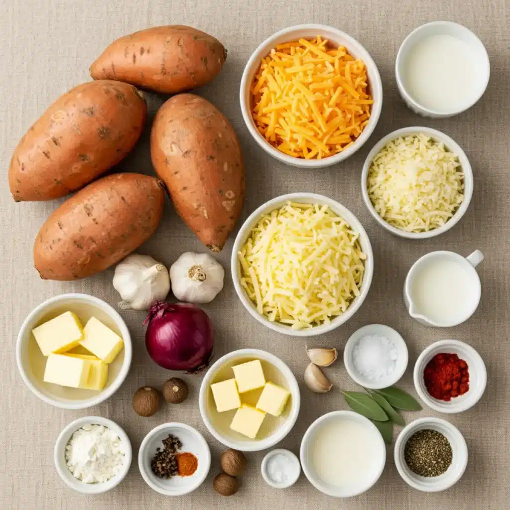 Ingredients for Sweet Potato Gratin with Smoked Gouda and Rosemary recipe