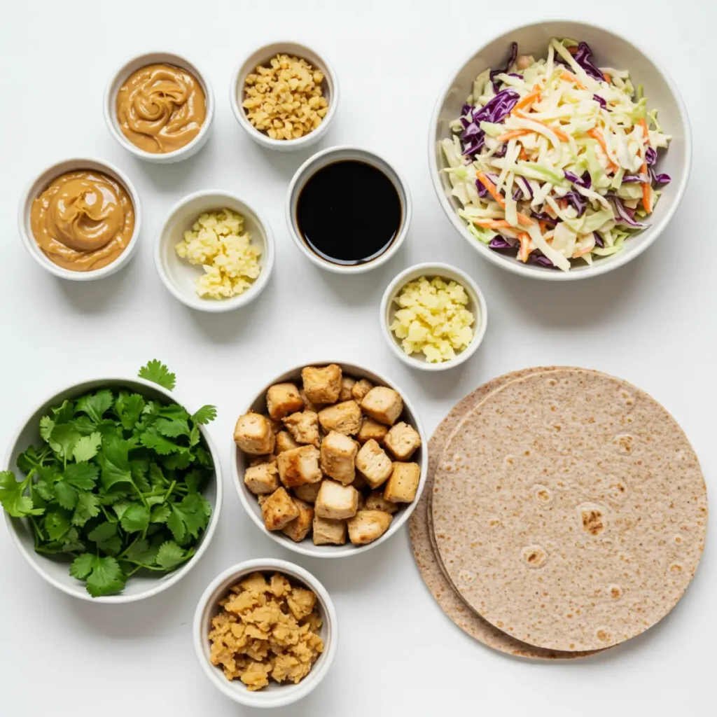 Ingredients for Thai Peanut Chicken Wraps