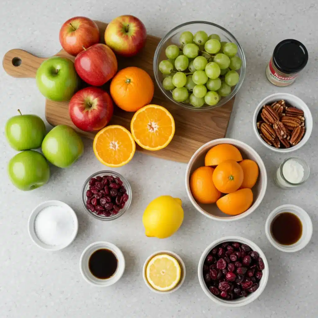 Thanksgiving Fruit Salad ingredients on a kitchen counter