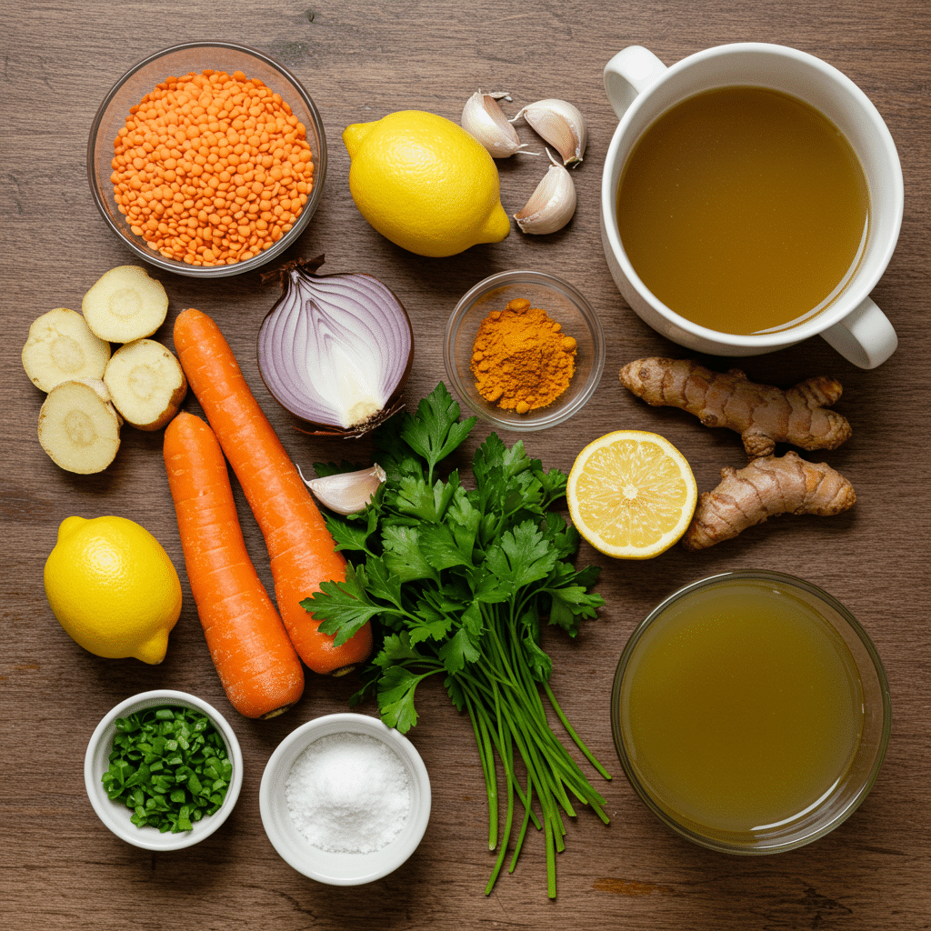 Anti-Inflammatory Golden Lemon Lentil Soup Ingredients
