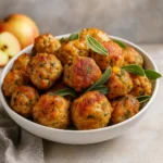 Apple and Sage Turkey Meatballs in skillet