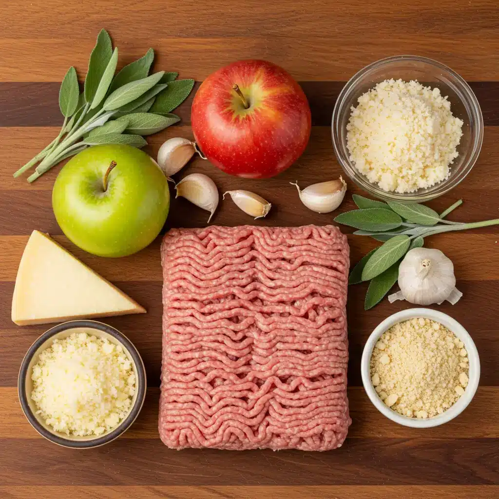 Ingredients for Apple and Sage Turkey Meatballs