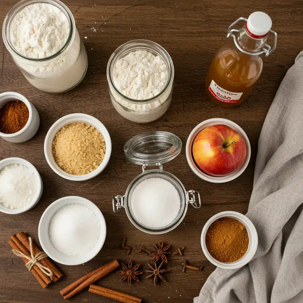 apple cider sourdough bread ingredients flat lay