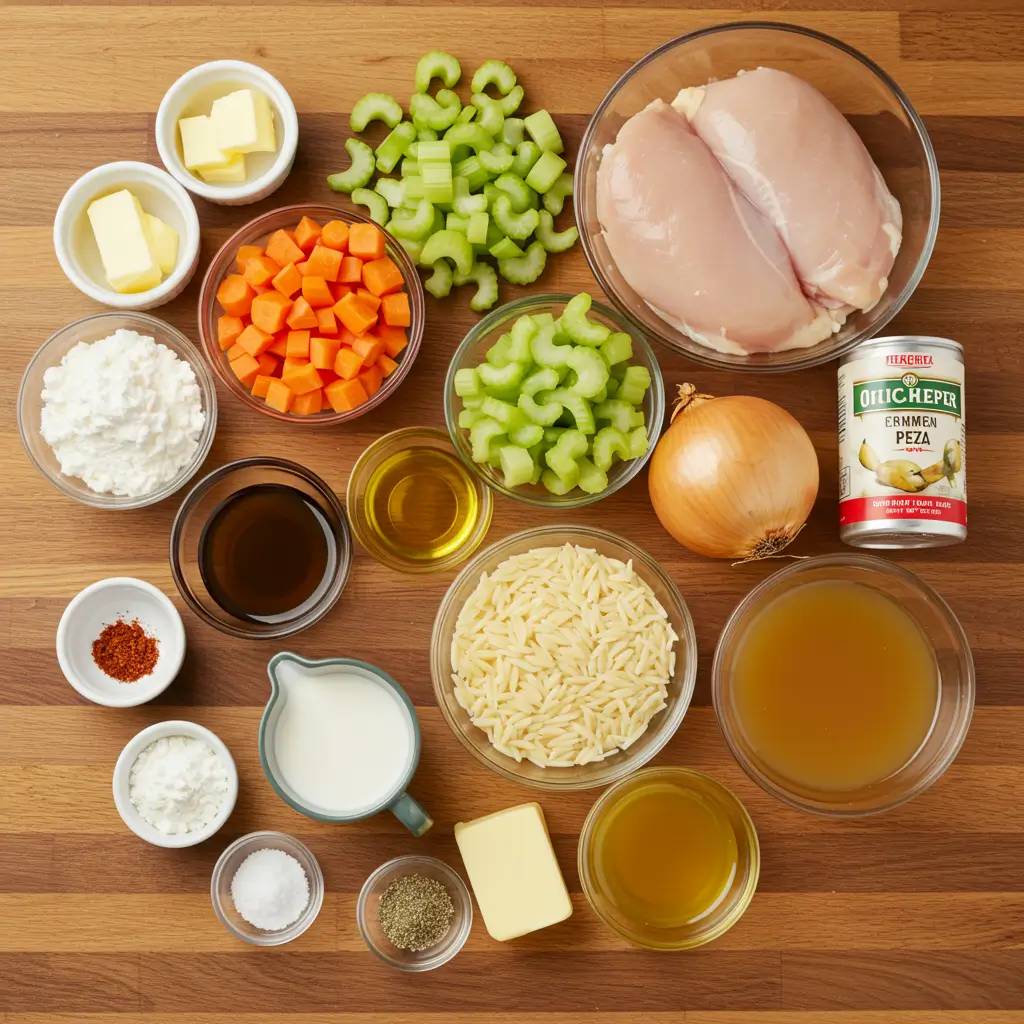 creamy-chicken-pot-pie-orzo-ingredients