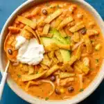 creamy chicken tortilla soup with toppings
