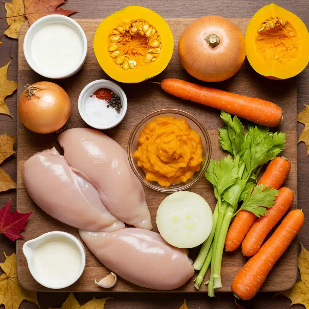 Ingredients for Creamy Pumpkin Chicken Soup Delight Recipe