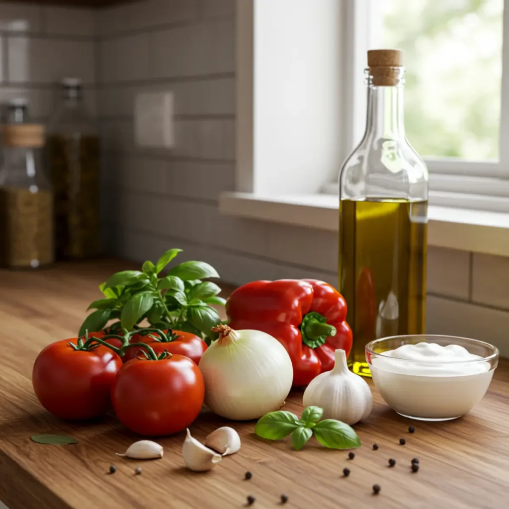 creamy tomato bisque soup recipe ingredients fresh tomatoes garlic basil