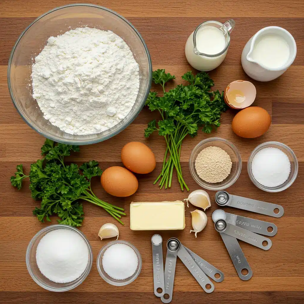 garlic bread rolls ingredients on table