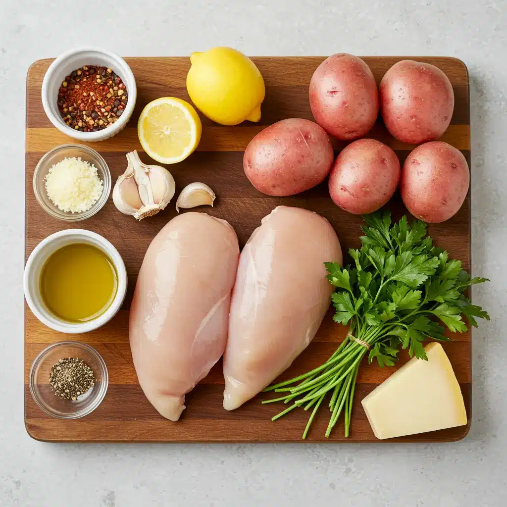 Ingredients for Garlic Parmesan Crockpot Chicken and Potatoes