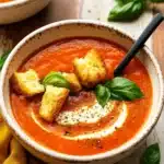 Gordon Ramsay’s Roasted Tomato Soup Recipe in bowl with bread