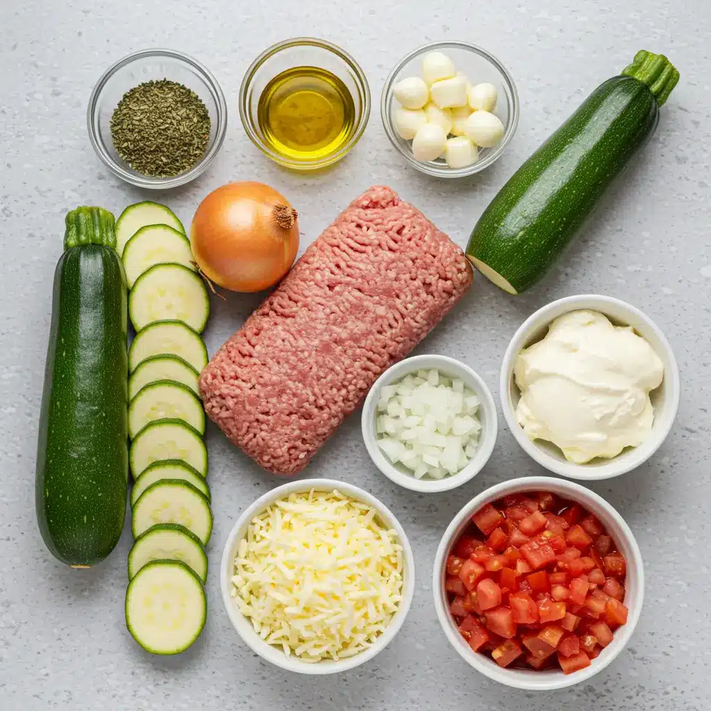 Ground Turkey Zucchini Casserole fresh ingredients