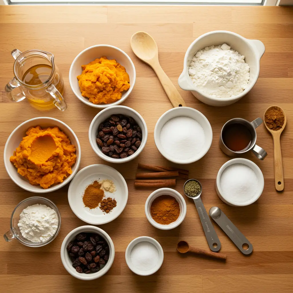 Healthy Pumpkin Blossoms ingredients flat lay