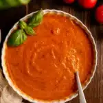 homemade roasted tomato soup served with grilled cheese
