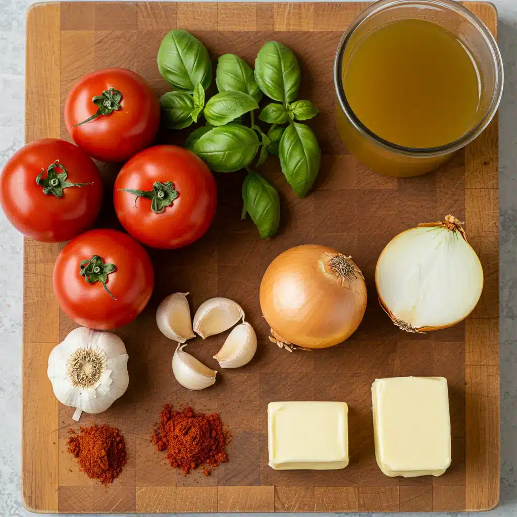 fresh ingredients for homemade roasted tomato soup