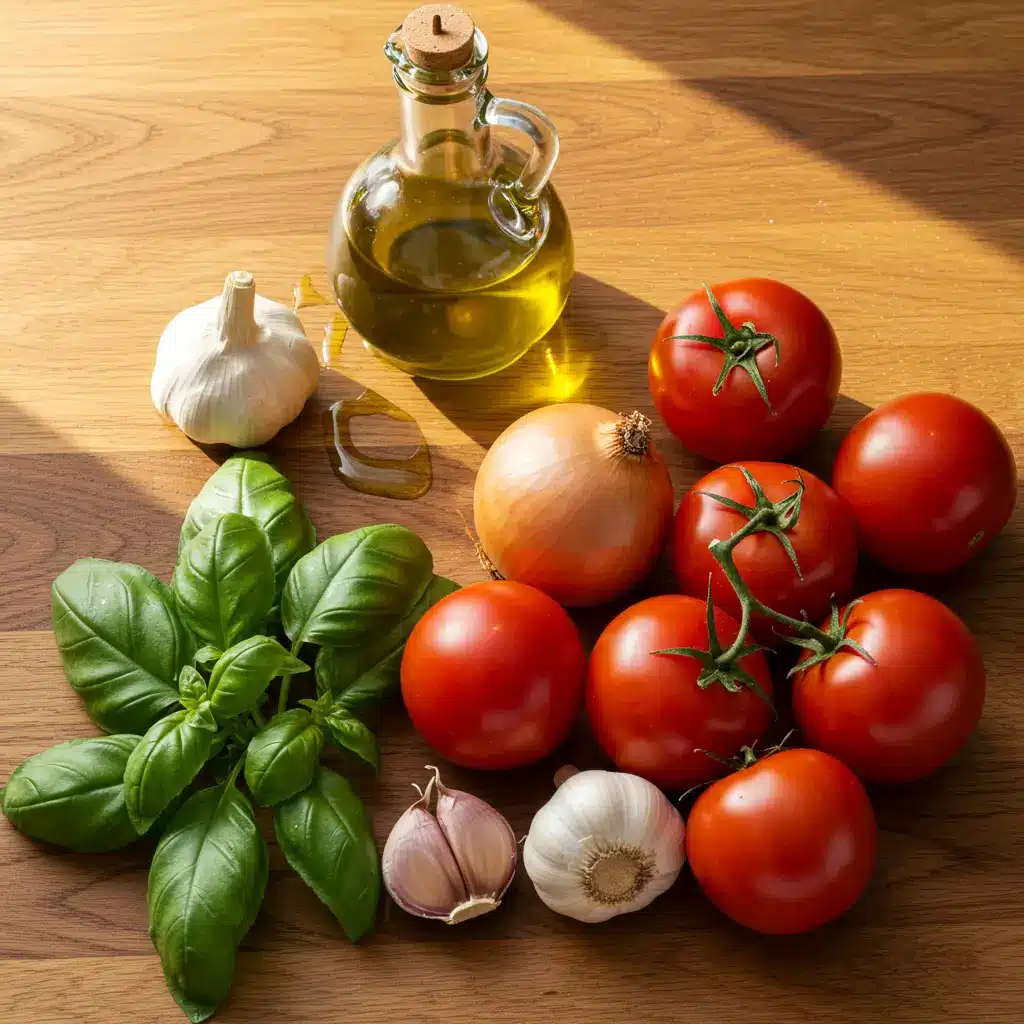 homemade tomato soup recipe ingredients fresh tomatoes garlic basil