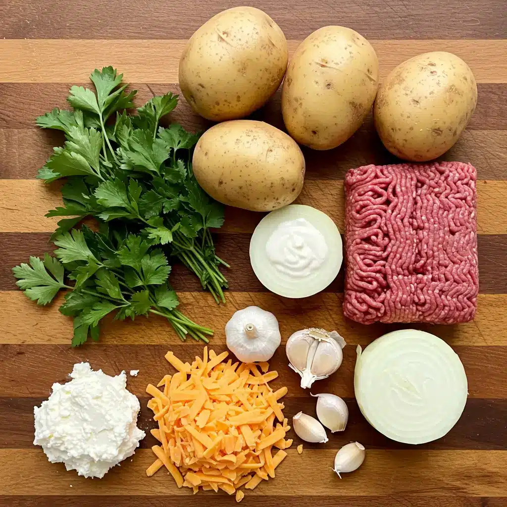 Ingredients for Crockpot Creamy Potato & Hamburger Soup