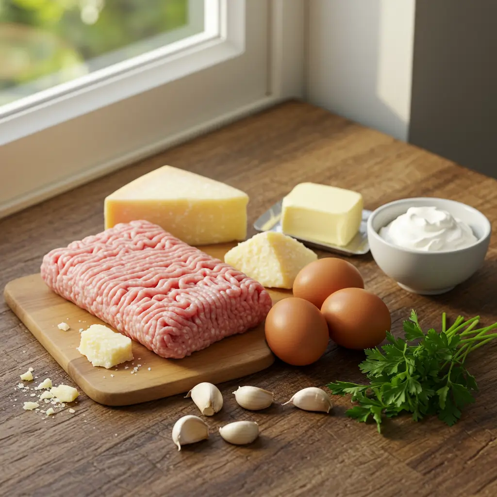 Ingredients for Keto Turkey Meatballs in a Creamy Sauce