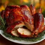 Maple Butter Glazed Turkey holiday roast centerpiece